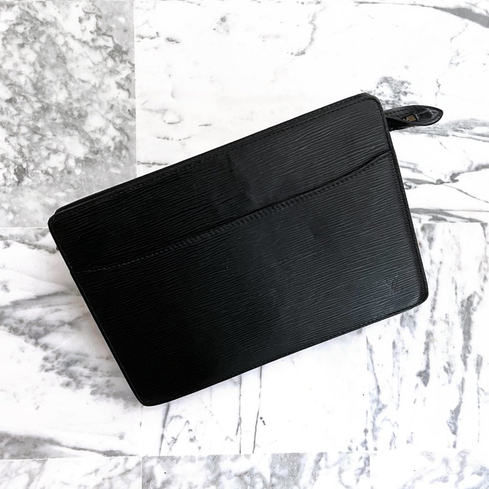 Louis Vuitton Pochette Homme Epi Leather Black Clutch Bag